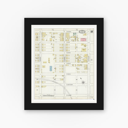 Old map wall art mockup — black gallery frame with white mat — Sanborn Fire Insurance Map from Hazleton, Luzerne County, Pennsylvania (1895), Sheet #0019