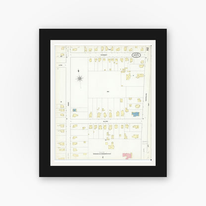 Old map wall art mockup — black gallery frame with white mat — Sanborn Fire Insurance Map from Bath, Steuben County, New York (1909) - Complete Map Set