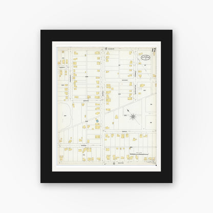 Old map wall art mockup — black gallery frame with white mat — Sanborn Fire Insurance Map from Pittston, Luzerne County, Pennsylvania (1903), Sheet #0017