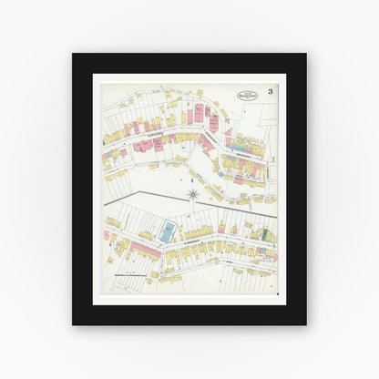 Old map wall art mockup — black gallery frame with white mat — Sanborn Fire Insurance Map from Mauch Chunk, Carbon County, Pennsylvania (1902), Sheet #0003