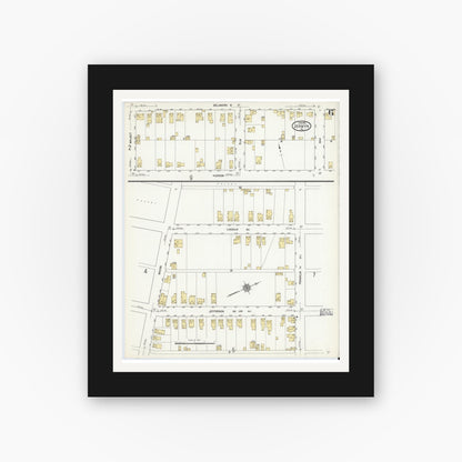 Old map wall art mockup — black gallery frame with white mat — Sanborn Fire Insurance Map from Jermyn, Lackawanna County, Pennsylvania (1912), Sheet #0006