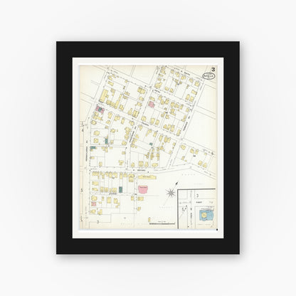 Old map wall art mockup — black gallery frame with white mat — Sanborn Fire Insurance Map from Apollo, Armstrong County, Pennsylvania (1909), Sheet #0003