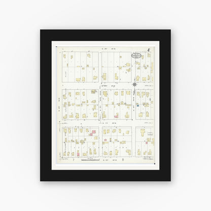 Old map wall art mockup — black gallery frame with white mat — Sanborn Fire Insurance Map from Faribault, Rice County, Minnesota (1914), Sheet #0004