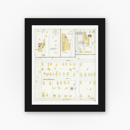 Old map wall art mockup — black gallery frame with white mat — Sanborn Fire Insurance Map from Port Allegany, McKean County, Pennsylvania (1903), Sheet #0007