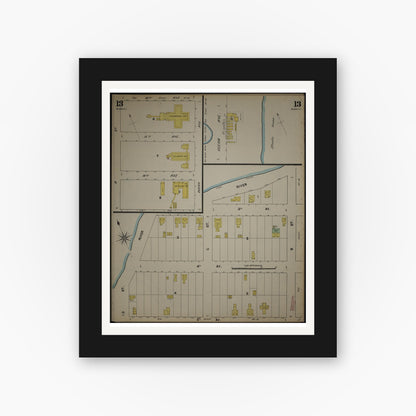 Old map wall art mockup — black gallery frame with white mat — Sanborn Fire Insurance Map from New Jersey Coast, New Jersey Coast, New Jersey (1890), Sheet #0013