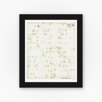 Old map wall art mockup — black gallery frame with white mat — Sanborn Fire Insurance Map from Sharon, Mercer County, Pennsylvania (1903), Sheet #0018
