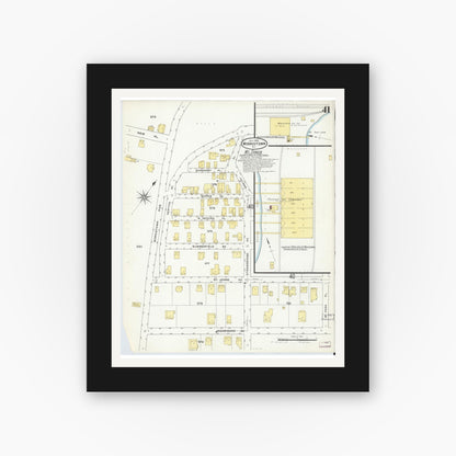 Old map wall art mockup — black gallery frame with white mat — Sanborn Fire Insurance Map from Morristown, Morris County, New Jersey (1909), Sheet #0041