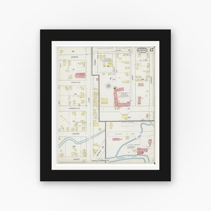 Old map wall art mockup — black gallery frame with white mat — Sanborn Fire Insurance Map from Dunkirk, Chautauqua County, New York (1893), Sheet #0017