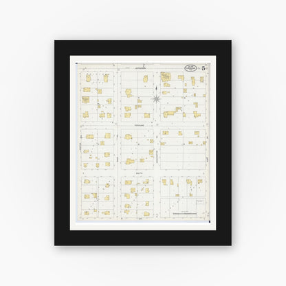 Old map wall art mockup — black gallery frame with white mat — Sanborn Fire Insurance Map from Viroqua, Vernon County, Wisconsin (1905), Sheet #0005
