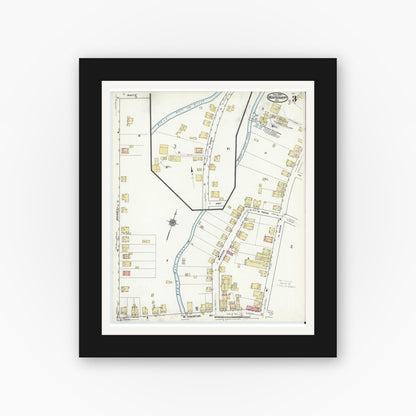 Old map wall art mockup — black gallery frame with white mat — Sanborn Fire Insurance Map from Montgomery, Lycoming County, Pennsylvania (1920), Sheet #0003