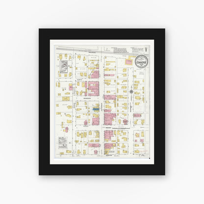 Old map wall art mockup — black gallery frame with white mat — Sanborn Fire Insurance Map from Converse, Miami County, Indiana (1920) - Complete Map Set