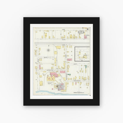 Old map wall art mockup — black gallery frame with white mat — Sanborn Fire Insurance Map from Tarentum, Allegheny County, Pennsylvania (1897), Sheet #0006