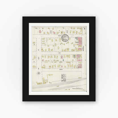 Old map wall art mockup — black gallery frame with white mat — Sanborn Fire Insurance Map from Butler, De Kalb County, Indiana (1890) - Complete Map Set