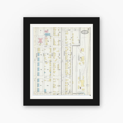 Old map wall art mockup — black gallery frame with white mat — Sanborn Fire Insurance Map from Ashland, Schuylkill County, Pennsylvania (1891), Sheet #0007