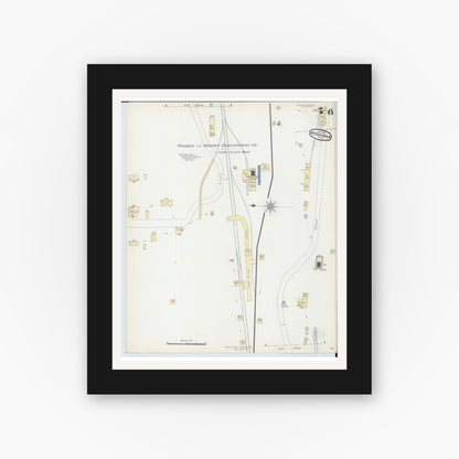 Old map wall art mockup — black gallery frame with white mat — Sanborn Fire Insurance Map from Bessemer, Gogebic County, Michigan (1891), Sheet #0006