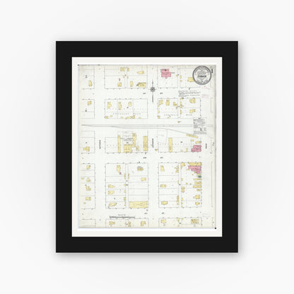 Old map wall art mockup — black gallery frame with white mat — Sanborn Fire Insurance Map from Rankin, Vermilion County, Illinois (1910) - Complete Map Set