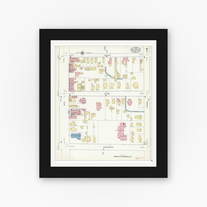 Old map wall art mockup — black gallery frame with white mat — Sanborn Fire Insurance Map from Palmyra, Wayne County, New York (1912), Sheet #0007