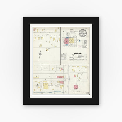 Old map wall art mockup — black gallery frame with white mat — Sanborn Fire Insurance Map from Centerville, Wayne County, Indiana (1913) - Complete Map Set