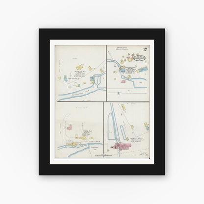 Old map wall art mockup — black gallery frame with white mat — Sanborn Fire Insurance Map from Chambersburg, Franklin County, Pennsylvania (1894), Sheet #0017