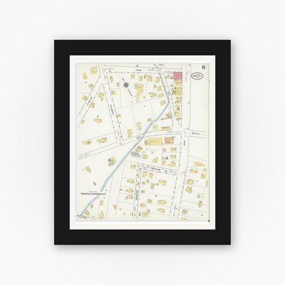 Old map wall art mockup — black gallery frame with white mat — Sanborn Fire Insurance Map from Naples, Ontario County, New York (1911), Sheet #0006