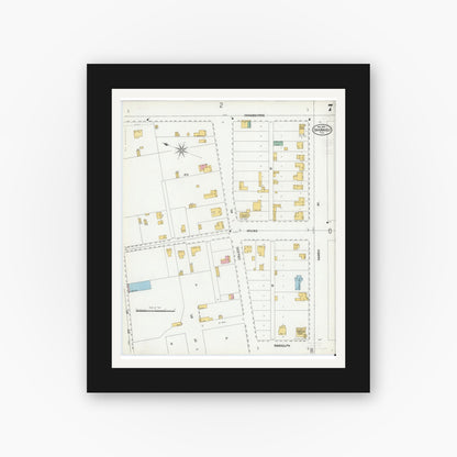 Old map wall art mockup — black gallery frame with white mat — Sanborn Fire Insurance Map from San Angelo, Tom Green County, Texas (1900), Sheet #0007