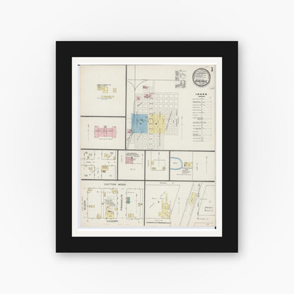 Old map wall art mockup — black gallery frame with white mat — Sanborn Fire Insurance Map from Kirksville, Adair County, Missouri (1886) - Complete Map Set