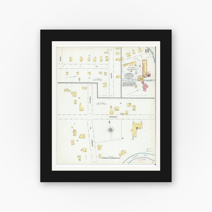 Old map wall art mockup — black gallery frame with white mat — Sanborn Fire Insurance Map from Oneida, Madison County, New York (1904), Sheet #0014