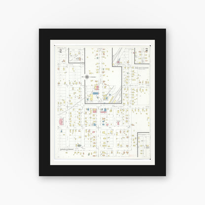 Old map wall art mockup — black gallery frame with white mat — Sanborn Fire Insurance Map from Brown City, Sanilac County, Michigan (1941), Sheet #0002