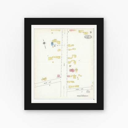 Old map wall art mockup — black gallery frame with white mat — Sanborn Fire Insurance Map from Sunderland, Franklin County, Massachusetts (1915), Sheet #0003
