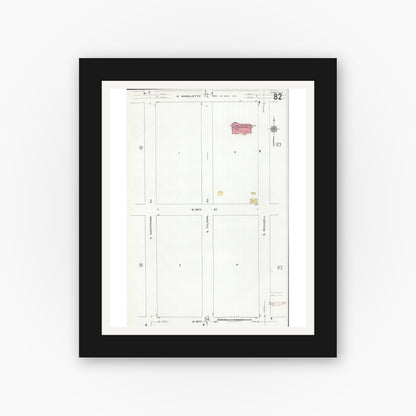Old map wall art mockup — black gallery frame with white mat — Sanborn Fire Insurance Map from Chicago, Cook County, Illinois (1920), Sheet #0082