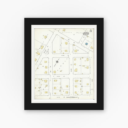 Old map wall art mockup — black gallery frame with white mat — Sanborn Fire Insurance Map from Hereford, Deaf Smith County, Texas (1920), Sheet #0003