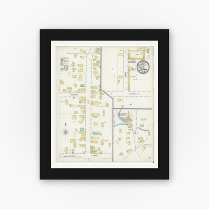 Old map wall art mockup — black gallery frame with white mat — Sanborn Fire Insurance Map from Croghan, Lewis County, New York (1895) - Complete Map Set