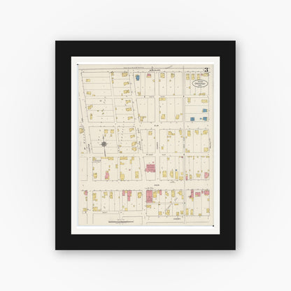 Old map wall art mockup — black gallery frame with white mat — Sanborn Fire Insurance Map from Groveport, Franklin County, Ohio (1922), Sheet #0003
