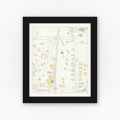 Old map wall art mockup — black gallery frame with white mat — Sanborn Fire Insurance Map from Bainbridge, Chenango County, New York (1912), Sheet #0007