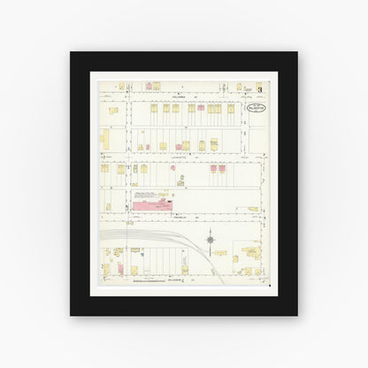 Old map wall art mockup — black gallery frame with white mat — Sanborn Fire Insurance Map from Palmerton, Carbon County, Pennsylvania (1912), Sheet #0003