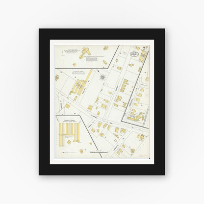 Old map wall art mockup — black gallery frame with white mat — Sanborn Fire Insurance Map from Summit, Union County, New Jersey (1903), Sheet #0007