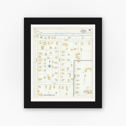 Old map wall art mockup — black gallery frame with white mat — Sanborn Fire Insurance Map from Savona, Steuben County, New York (1904), Sheet #0002