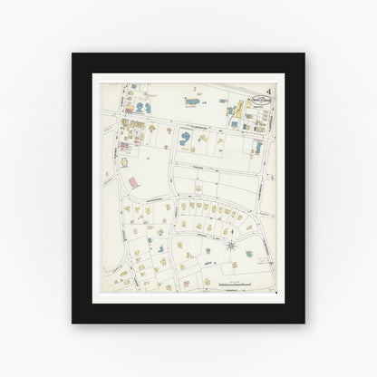 Old map wall art mockup — black gallery frame with white mat — Sanborn Fire Insurance Map from Wayne, Delaware County, Pennsylvania (1902), Sheet #0004