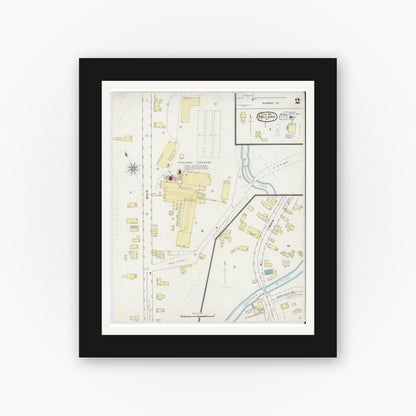 Old map wall art mockup — black gallery frame with white mat — Sanborn Fire Insurance Map from Holland, Erie County, New York (1894), Sheet #0002
