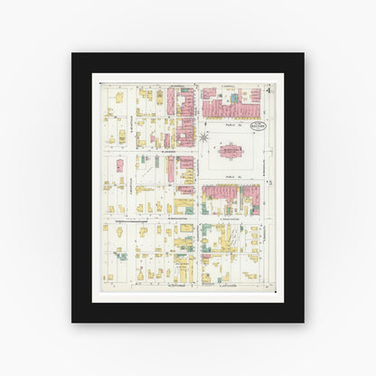 Old map wall art mockup — black gallery frame with white mat — Sanborn Fire Insurance Map from Macomb, Mcdonough County, Illinois (1898), Sheet #0004