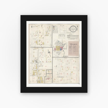 Old map wall art mockup — black gallery frame with white mat — Sanborn Fire Insurance Map from Carrizo Springs, Dimmit County, Texas (1944) - Complete Map Set