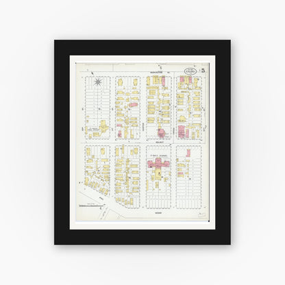 Old map wall art mockup — black gallery frame with white mat — Sanborn Fire Insurance Map from Cairo, Alexander County, Illinois (1901), Sheet #0005