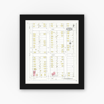 Old map wall art mockup — black gallery frame with white mat — Sanborn Fire Insurance Map from Valley Junction, Polk County, Iowa (1920), Sheet #0005