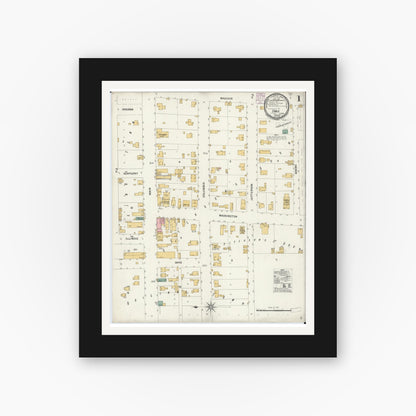 Old map wall art mockup — black gallery frame with white mat — Sanborn Fire Insurance Map from Cable, Mercer County, Illinois (1901) - Complete Map Set