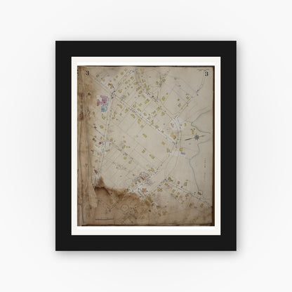 Old map wall art mockup — black gallery frame with white mat — Sanborn Fire Insurance Map from Cohasset, Norfolk County, Massachusetts (1963), Sheet #0003