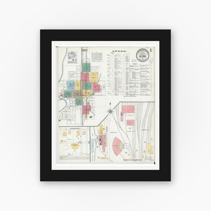 Old map wall art mockup — black gallery frame with white mat — Sanborn Fire Insurance Map from Delphos, Van Wert And Allen Counties, Ohio (1904) - Complete Map Set