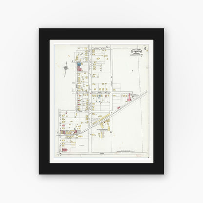 Old map wall art mockup — black gallery frame with white mat — Sanborn Fire Insurance Map from Flemington, Hunterdon County, New Jersey (1921), Sheet #0004