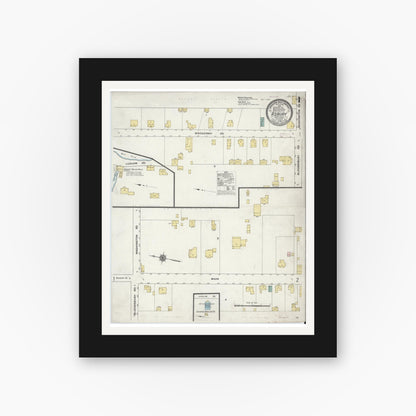 Old map wall art mockup — black gallery frame with white mat — Sanborn Fire Insurance Map from Asbury, Warren County, New Jersey (1909) - Complete Map Set