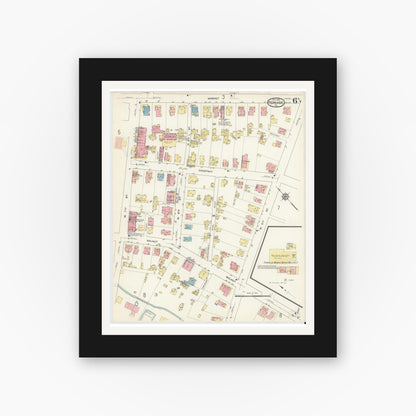 Old map wall art mockup — black gallery frame with white mat — Sanborn Fire Insurance Map from Perkasie, Bucks County, Pennsylvania (1913), Sheet #0006