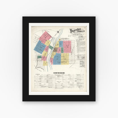 Old map wall art mockup — black gallery frame with white mat — Sanborn Fire Insurance Map from Royersford, Montgomery County, Pennsylvania (1921) - Complete Map Set